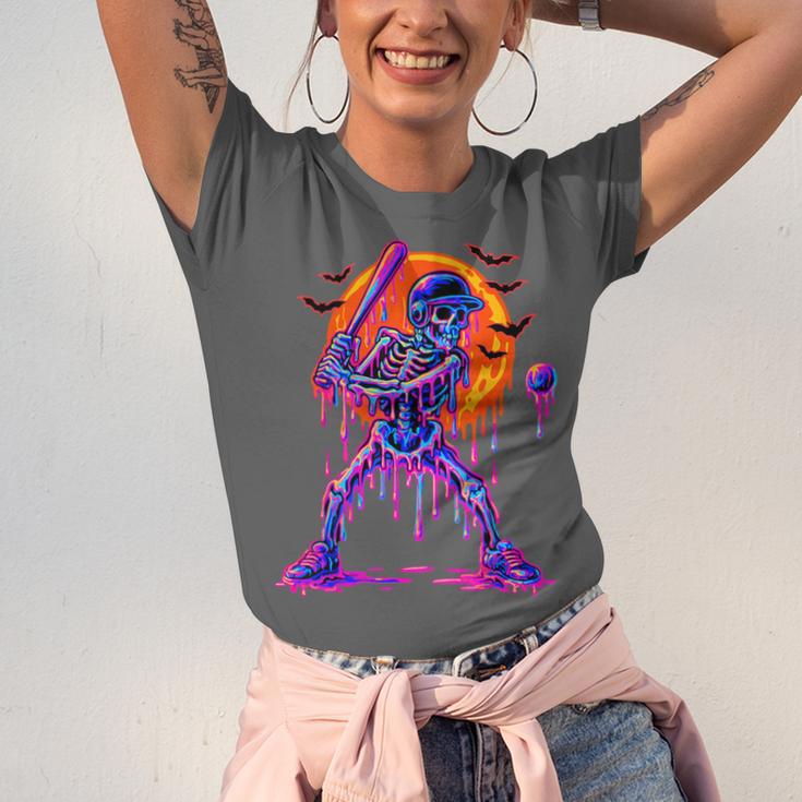 Drip Skeleton Batting Baseball Halloween Unisex Jersey T-Shirt