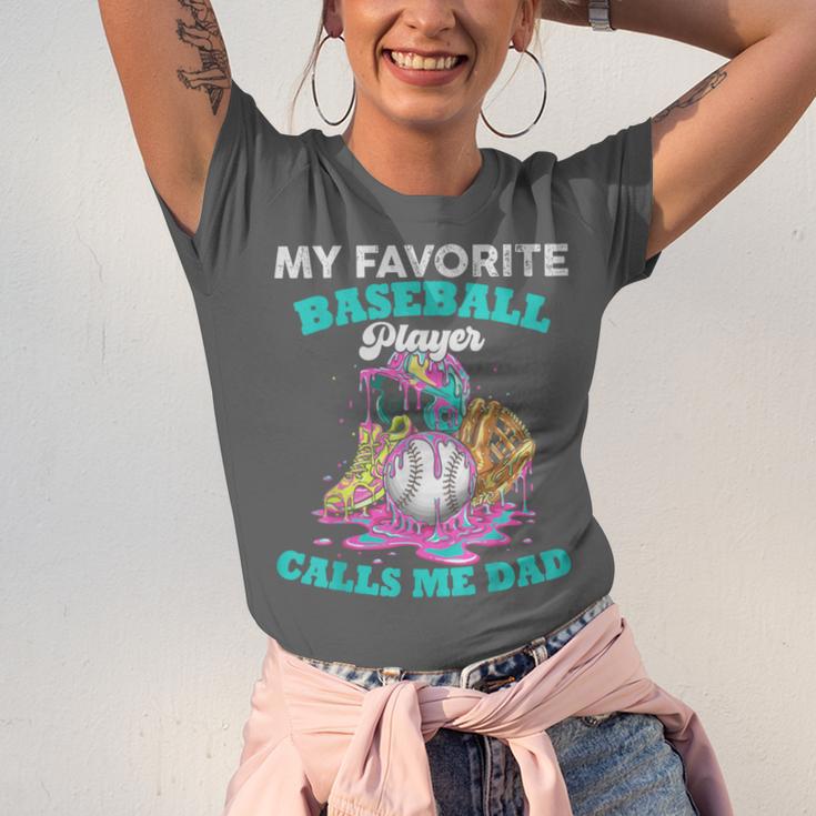 My Favorite Baseball Player Calls Me Dad Ice Cream Drip Unisex Jersey T-Shirt