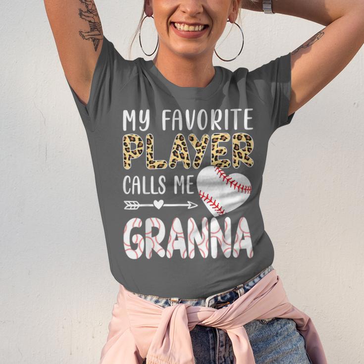My Favorite Player Calls Me Granna Baseball Leopard Unisex Jersey T-Shirt