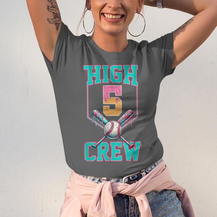 Hi 5 Birthday Party Decorations For Boy Baseball Drip 5th Unisex Jersey T-Shirt Hi 5 Birthday Party Decorations For Boy Baseball Drip 5th Unisex Jersey T-Shirt