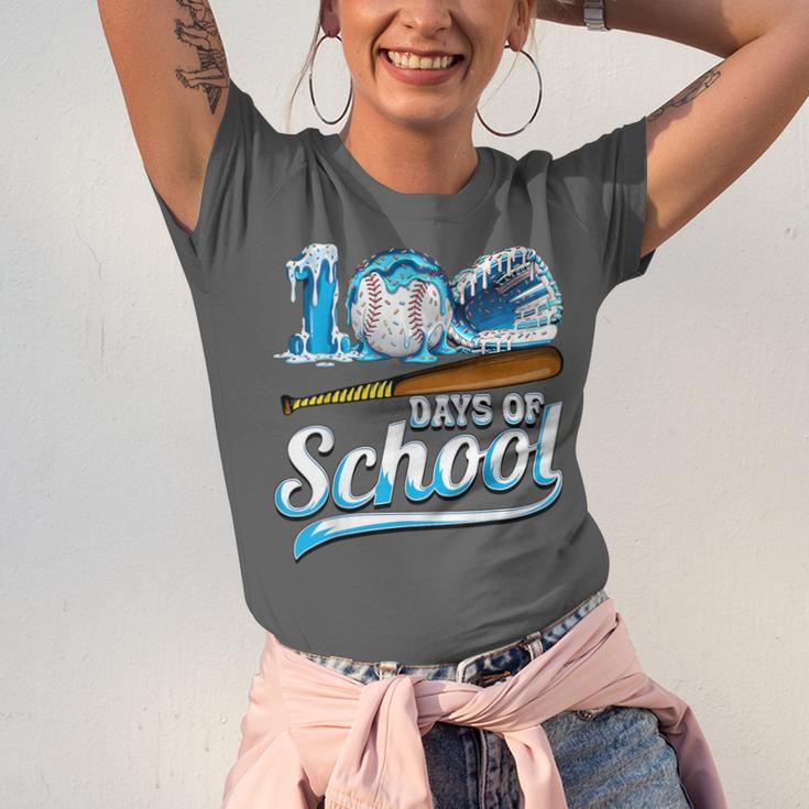 Kid 100 Days Of School Drip Baseball Ice Cream 100th Day Boy Unisex Jersey T-Shirt
