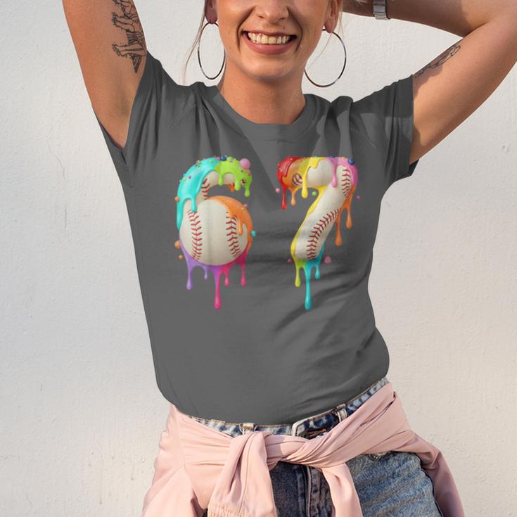 Kids Meme 67 Number Six 6 Seven 7 Ice Cream Drips Baseball Unisex Jersey T-Shirt Kids Meme 67 Number Six 6 Seven 7 Ice Cream Drips Baseball Unisex Jersey T-Shirt