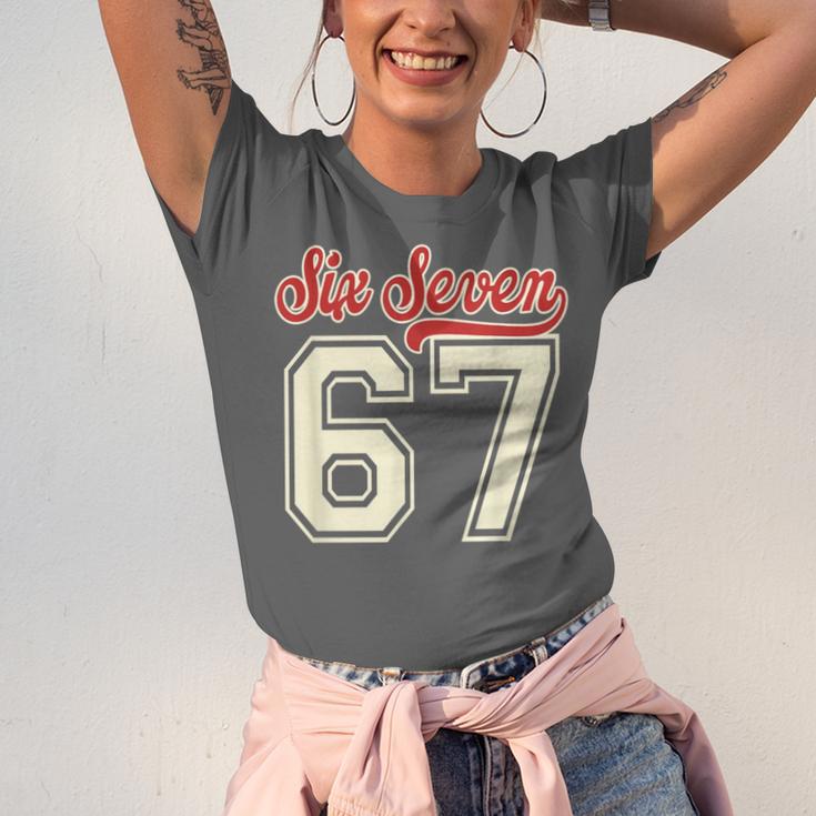Number 67 Meme Six Seven Baseball Style Kids Boy Teen Unisex Jersey T-Shirt Number 67 Meme Six Seven Baseball Style Kids Boy Teen Unisex Jersey T-Shirt