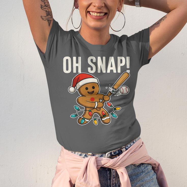 Oh Snap Gingerbreadman Christmas Baseball Humor Unisex Jersey T-Shirt