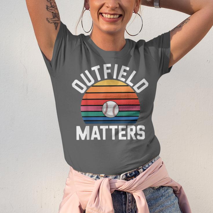 Outfield Matters Baseball Outfielder Athlete Sports Unisex Jersey T-Shirt Outfield Matters Baseball Outfielder Athlete Sports Unisex Jersey T-Shirt