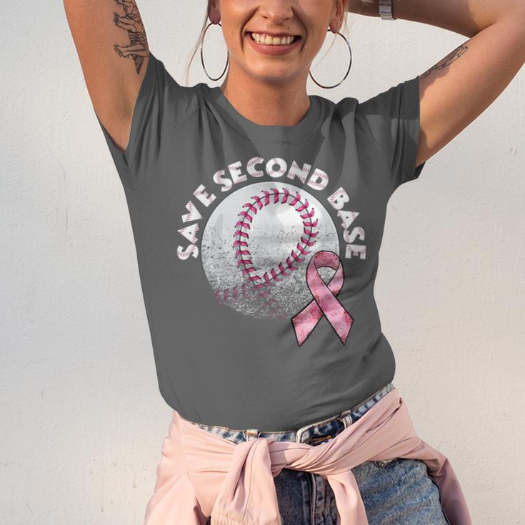 Save 2nd Base Breast Cancer Awareness Pink Ribbon Baseball Unisex Jersey T-Shirt Save 2nd Base Breast Cancer Awareness Pink Ribbon Baseball Unisex Jersey T-Shirt