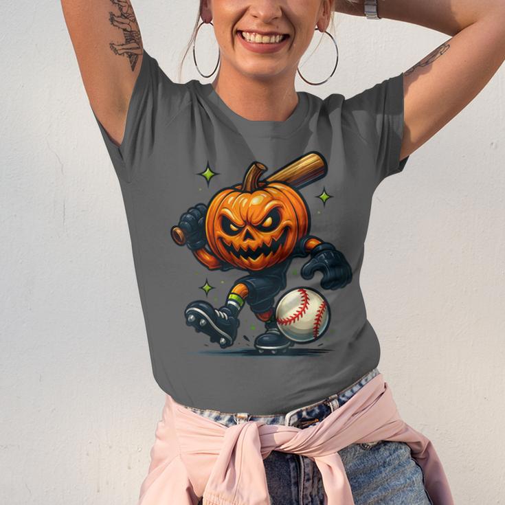 Spooky Halloween Scary Pumpkin Baseball Player Witchy Vibes Unisex Jersey T-Shirt Spooky Halloween Scary Pumpkin Baseball Player Witchy Vibes Unisex Jersey T-Shirt