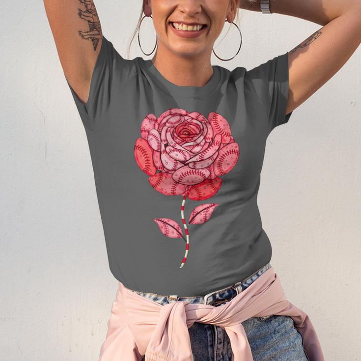 Sporty Rose Graphic With Baseball And Rugby Ball Petals Unisex Jersey T-Shirt Sporty Rose Graphic With Baseball And Rugby Ball Petals Unisex Jersey T-Shirt