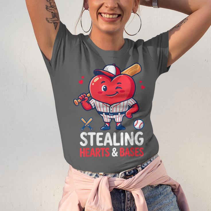 Stealing Hearts And Bases Baseball Player Valentine's Day Unisex Jersey T-Shirt