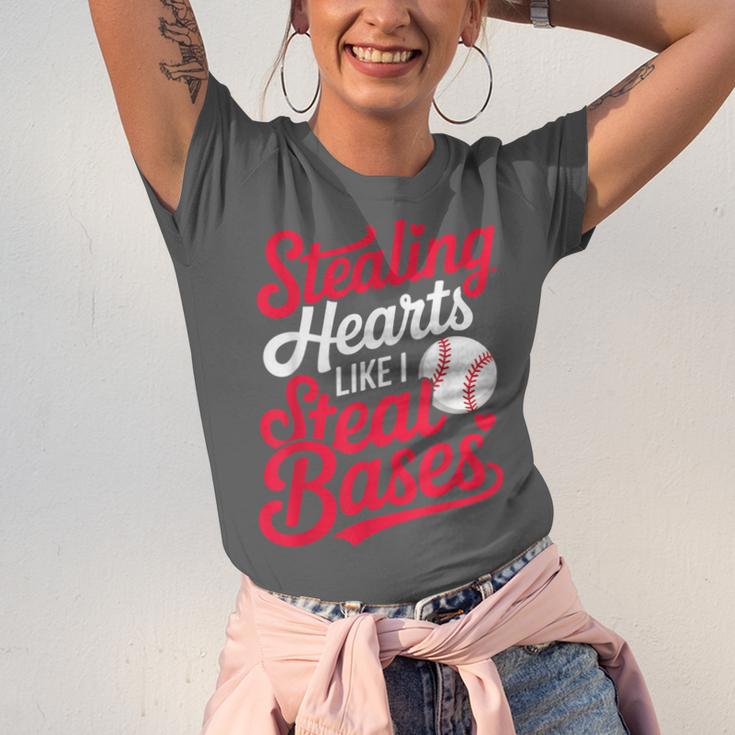 Stealing Hearts Like I Steal Bases Cute Baseball Boys Unisex Jersey T-Shirt