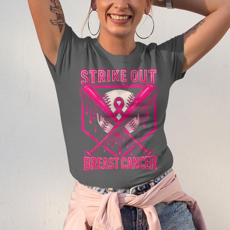 Strike Out Breast Cancer Baseball Ice Cream Drip Unisex Jersey T-Shirt