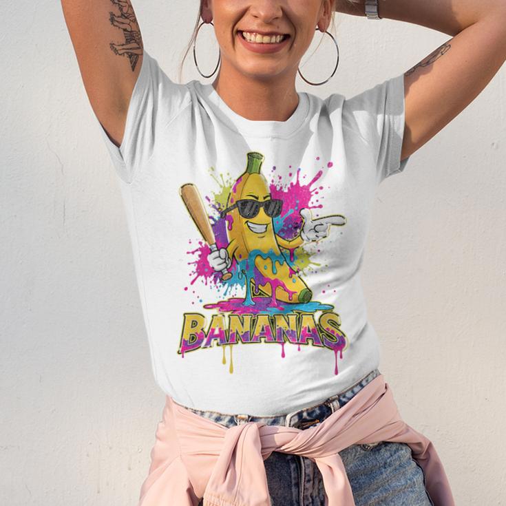 Baseball Banana Splatter Sports Kids Teens Premium Tri-Blend Unisex Jersey T-Shirt