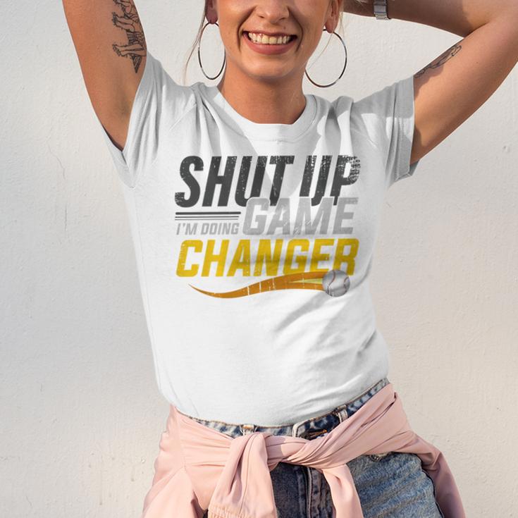 Baseball Fan Shut Up I'm Doing Game Changer Premium Tri-Blend Unisex Jersey T-Shirt Baseball Fan Shut Up I'm Doing Game Changer Premium Tri-Blend Unisex Jersey T-Shirt