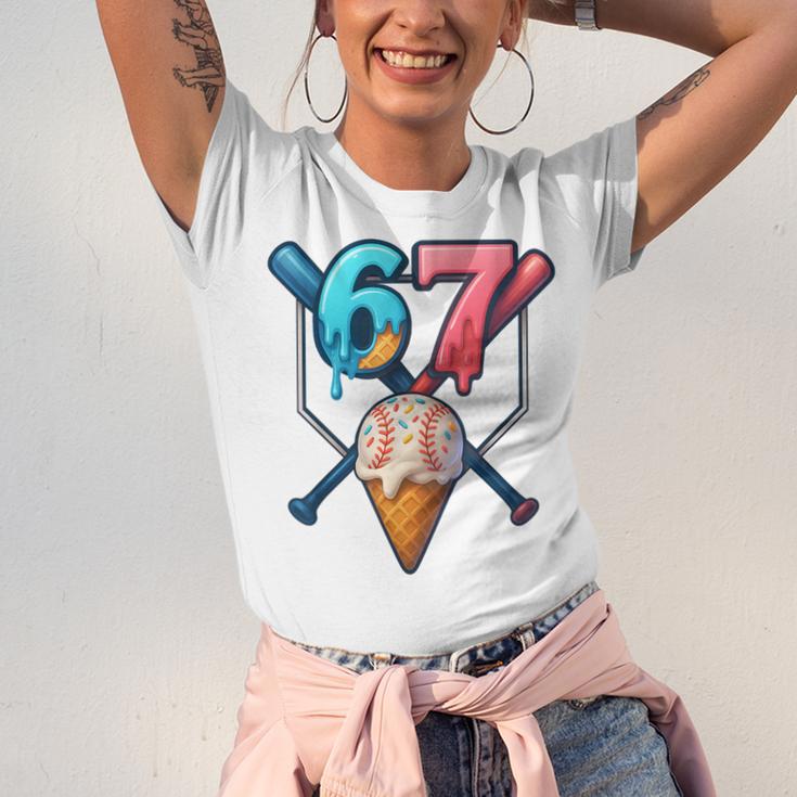 Baseball Ice Cream Drip 67 Six Seven Gen Alpha Slang Meme Unisex Jersey T-Shirt Baseball Ice Cream Drip 67 Six Seven Gen Alpha Slang Meme Unisex Jersey T-Shirt