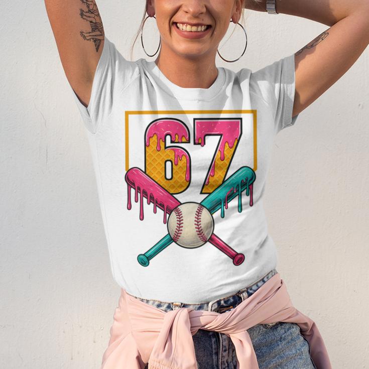 Baseball Ice Cream Drip Number 67 Player 67th Birthday Premium Tri-Blend Unisex Jersey T-Shirt Baseball Ice Cream Drip Number 67 Player 67th Birthday Premium Tri-Blend Unisex Jersey T-Shirt