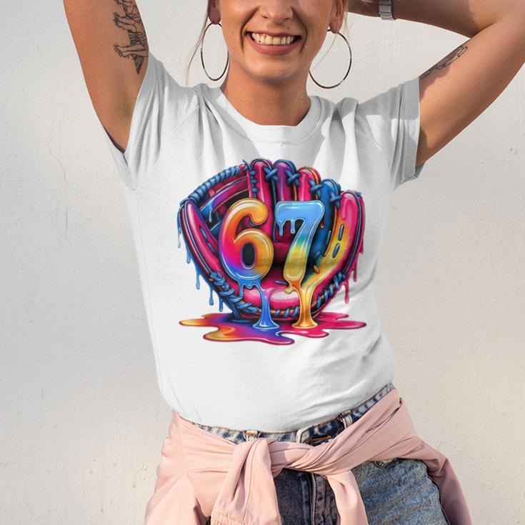 Gen Alpha Slang Ice Cream Drip Six Seven 67 Baseball Catcher Unisex Jersey T-Shirt
