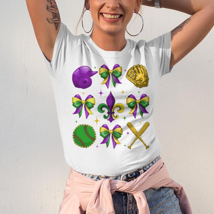 Mardi Gras Baseball Coquette Bow Fat Tuesday Parade Girls Unisex Jersey T-Shirt Mardi Gras Baseball Coquette Bow Fat Tuesday Parade Girls Unisex Jersey T-Shirt
