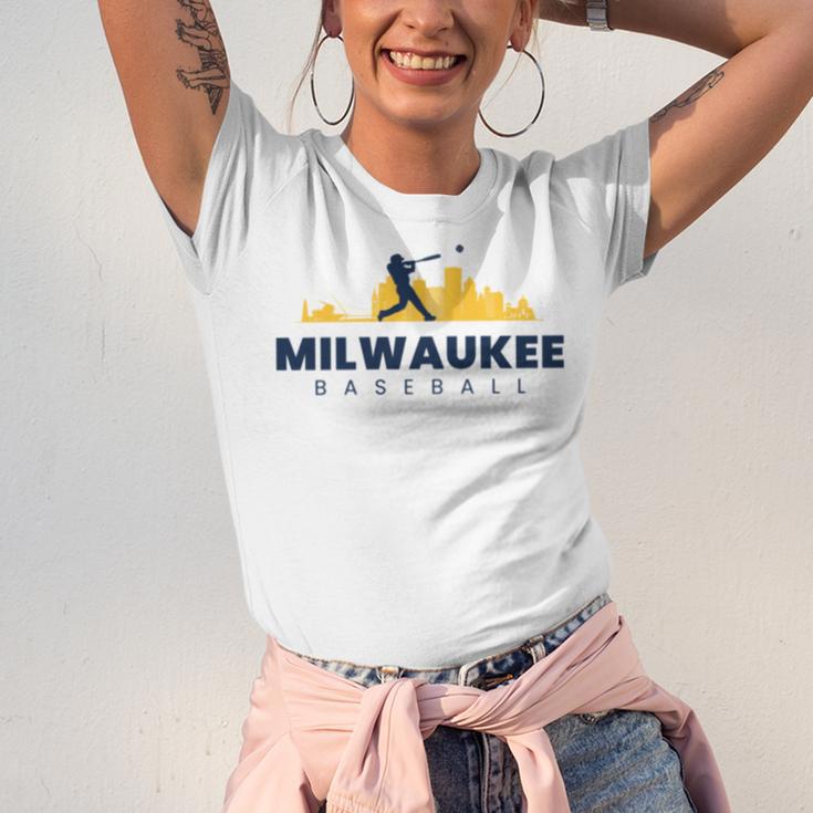 Milwaukee Baseball Minimalist City Skyline Baseball Lover Unisex Jersey T-Shirt Milwaukee Baseball Minimalist City Skyline Baseball Lover Unisex Jersey T-Shirt