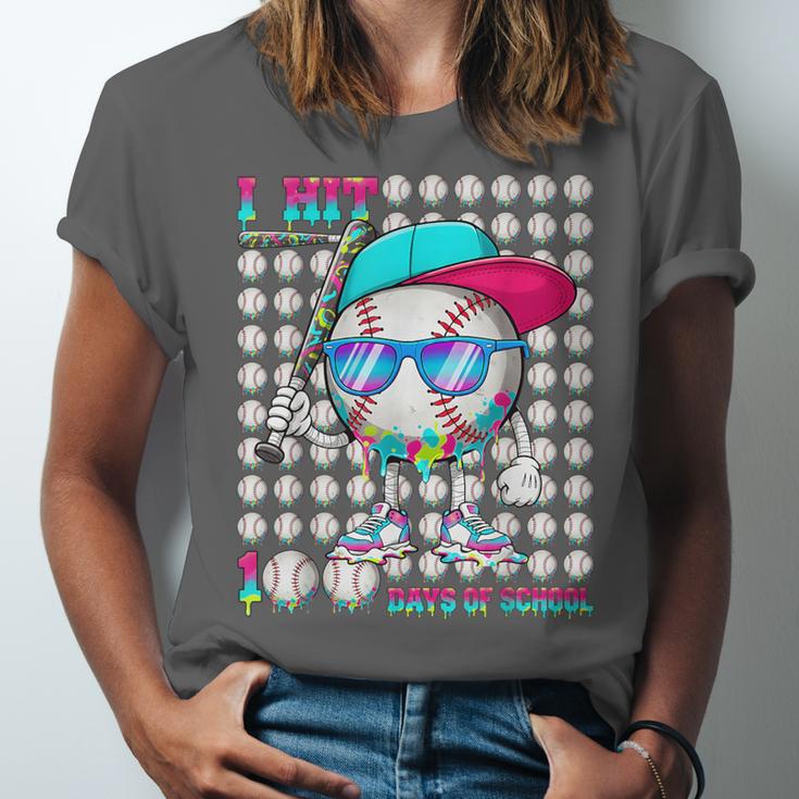 100 Days Of School Baseball Drip Ice Cream Boys Kids Unisex Jersey T-Shirt
