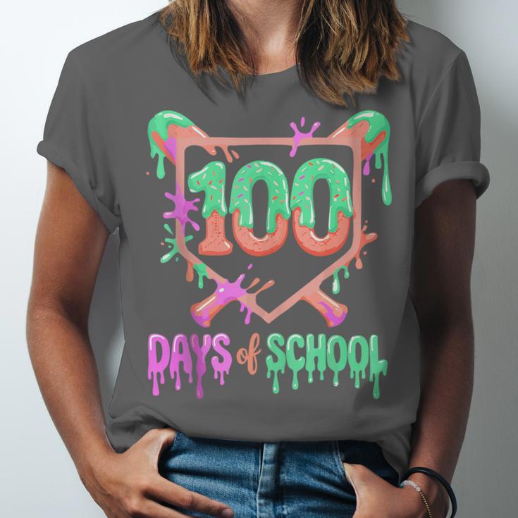 100 Days Of School Baseball Ice Cream Drip 100th Day Player Unisex Jersey T-Shirt