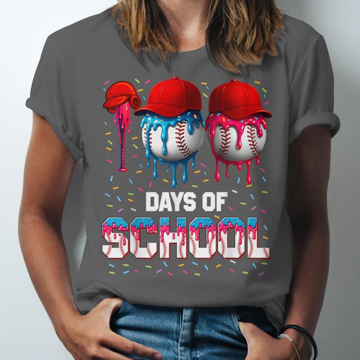 100 Days Of School Dripping Baseball 100th Day Teacher Boy Unisex Jersey T-Shirt