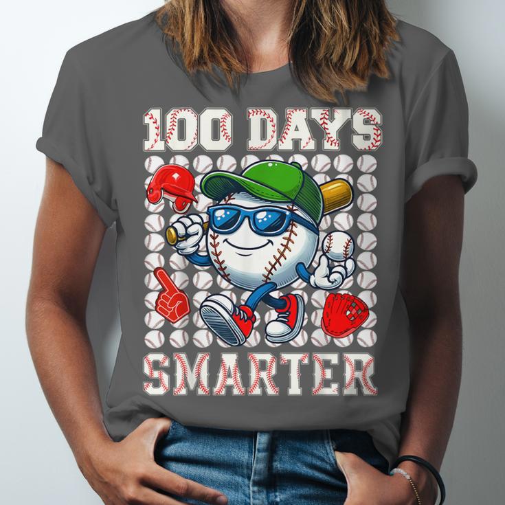 100 Days Smarter Baseball 100 Days Of School Boy Girl Kid Unisex Jersey T-Shirt