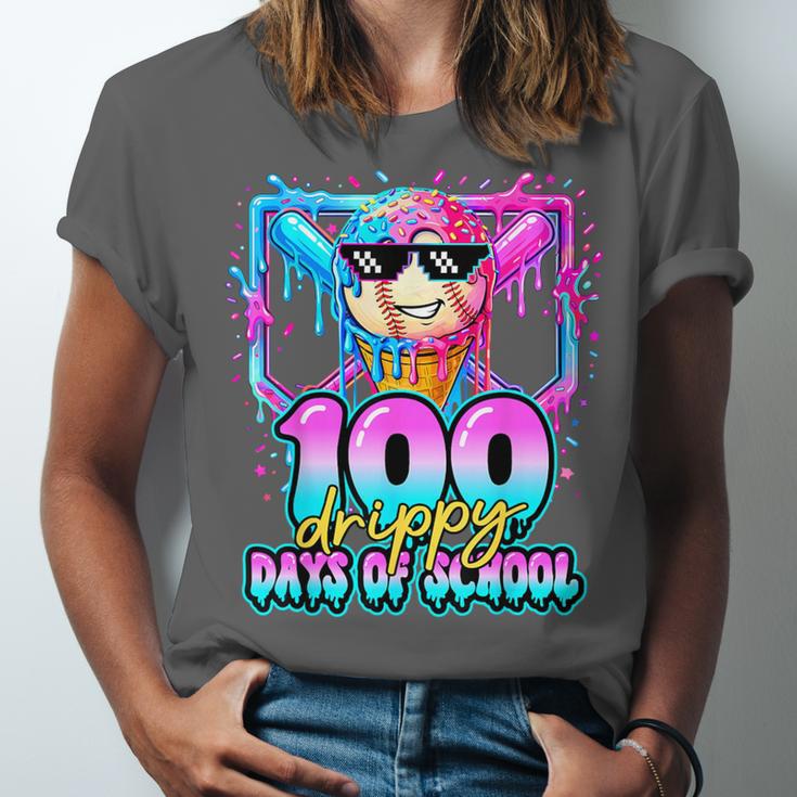 100 Drippy Days Of School Baseball Ice Cream 100th Day Boys Unisex Jersey T-Shirt