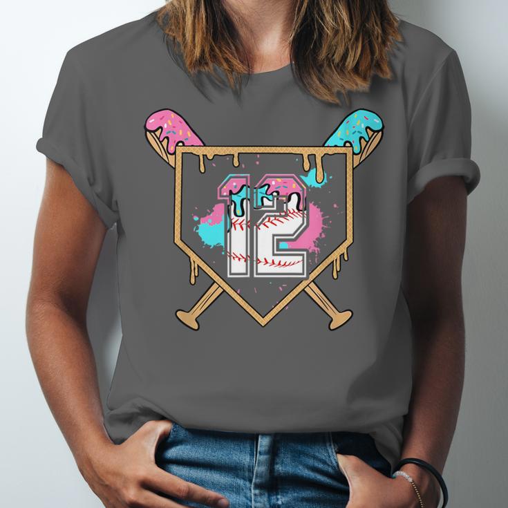 12th Birthday Baseball Bat Ice-Cream Drip 12yrs Old Boy Kid Unisex Jersey T-Shirt