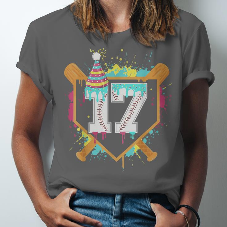 17th Birthday Baseball Drip Number 17 Year Old Birthday Boy Unisex Jersey T-Shirt