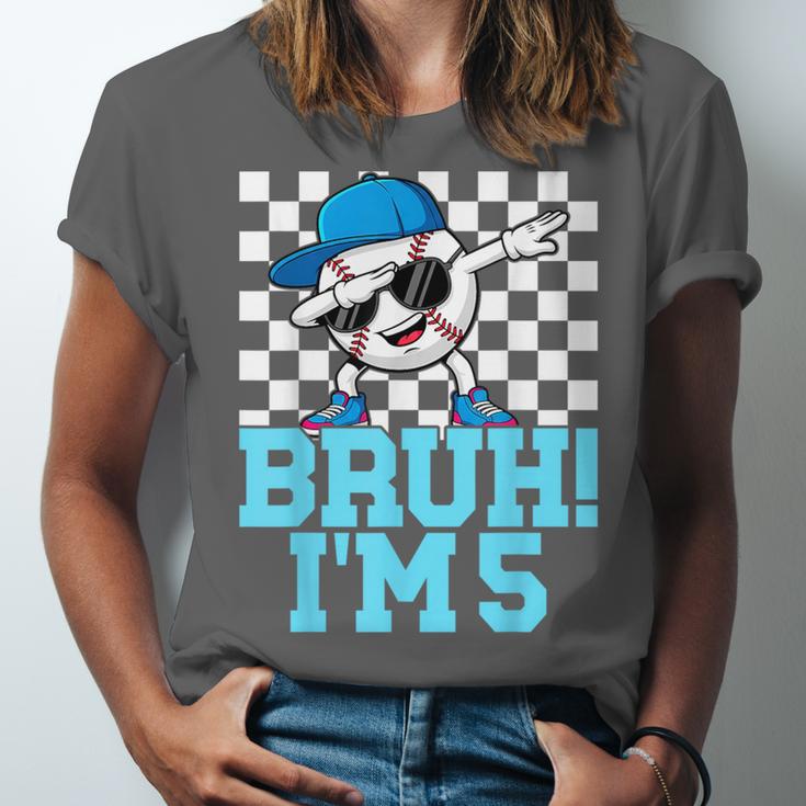 5th Birthday Dabbing Baseball Boys Bruh I'm 5 Year Old Unisex Jersey T-Shirt