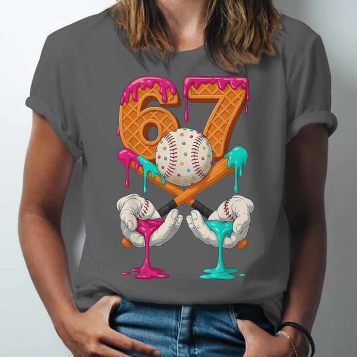 6 7 Ice Cream Drip Baseball Number 67 Player Boy Girl Kids Unisex Jersey T-Shirt 6 7 Ice Cream Drip Baseball Number 67 Player Boy Girl Kids Unisex Jersey T-Shirt