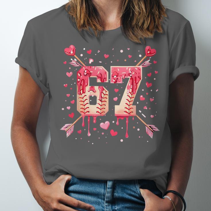 6 7 Melting Number Arrow Baseball Drip Valentine's Day Unisex Jersey T-Shirt