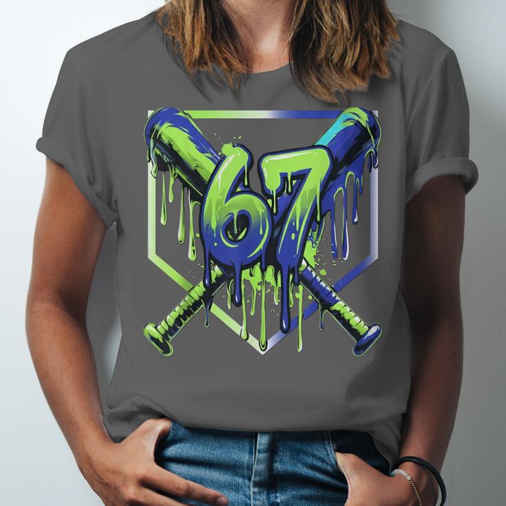 67 Baseball Drip Effect Urban Tee Style 6-7 Meme Graphic Unisex Jersey T-Shirt 67 Baseball Drip Effect Urban Tee Style 6-7 Meme Graphic Unisex Jersey T-Shirt