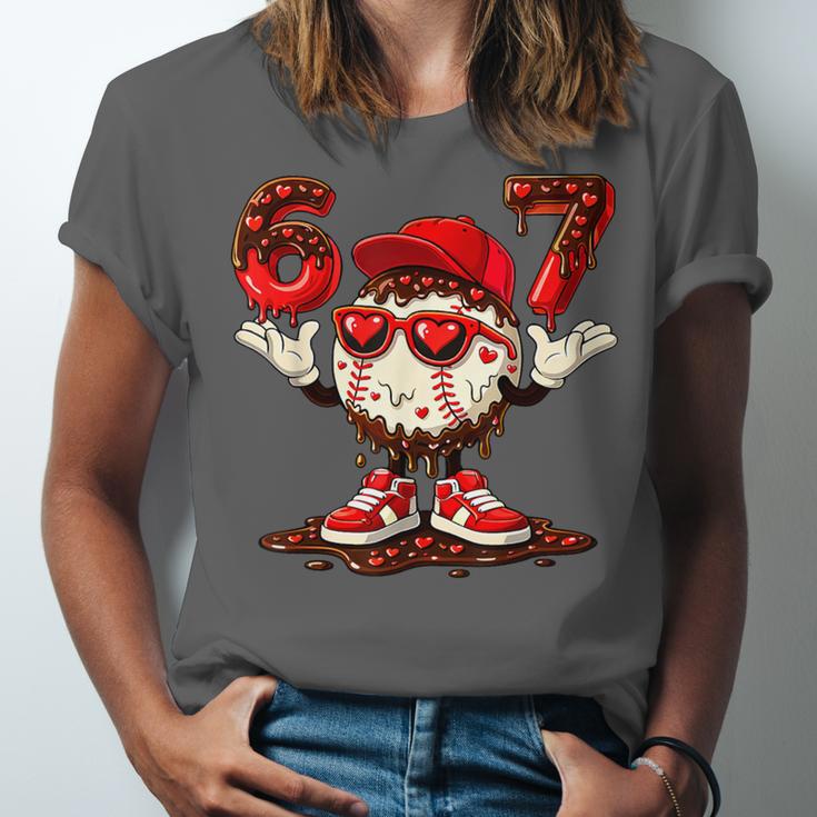 67 Valentine Day Baseball Chocolate Ice Cream Drip Unisex Jersey T-Shirt