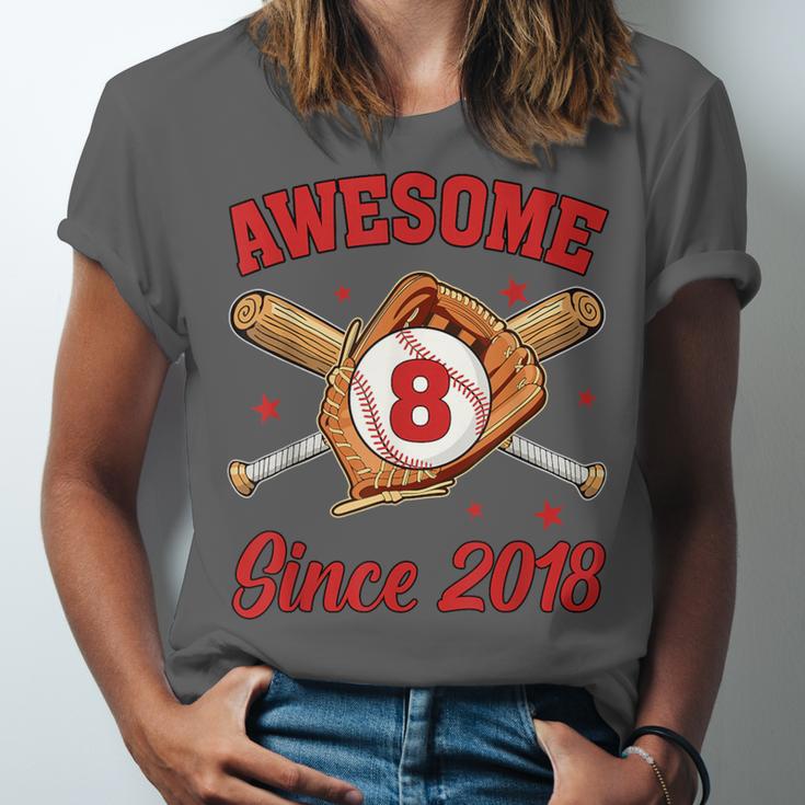 8 Year Old Boys Awesome Since 2018 Baseball Birthday Unisex Jersey T-Shirt
