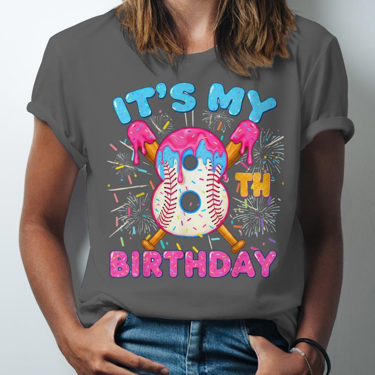 8th Birthday Baseball 8 Year Old Ice Cream Drip Boy Baseball Unisex Jersey T-Shirt
