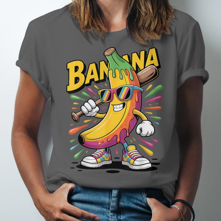 Banana Baseball Cartoon Cool Sports Kids Teens Unisex Jersey T-Shirt