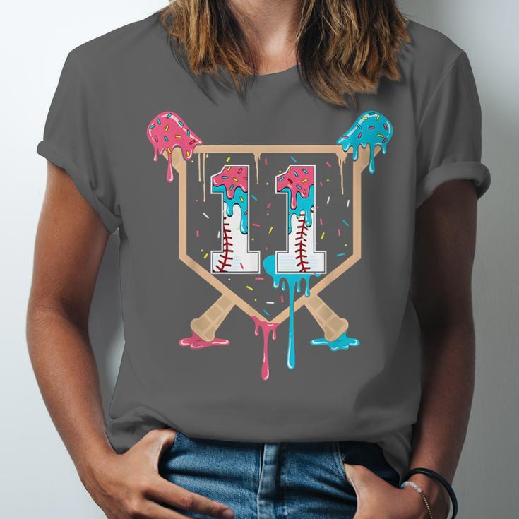 Baseball 11 Year Old Ice Cream Drip 11th Birthday Boy Player Unisex Jersey T-Shirt
