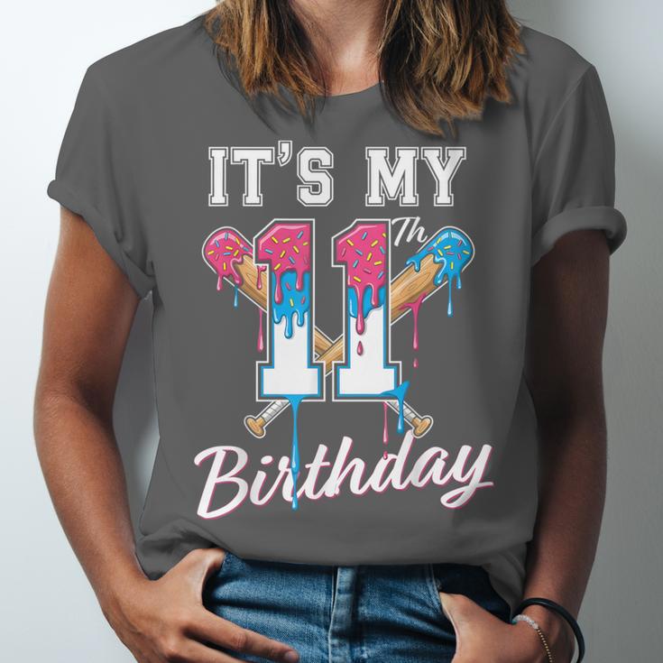 Baseball 11 Year Old Ice Cream Drip 11th Birthday Boys Unisex Jersey T-Shirt
