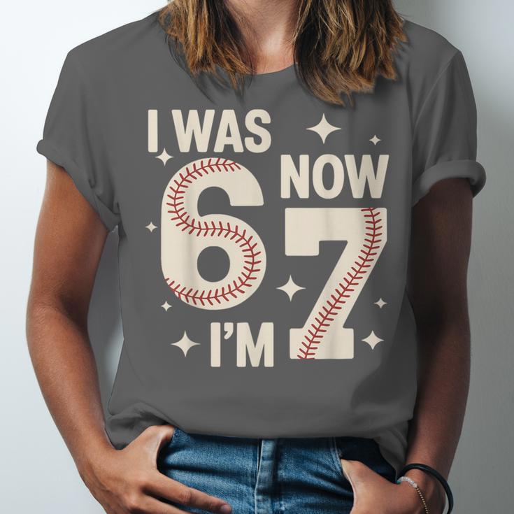 Baseball 7th Birthday 6 7 Years Old I Was 6 Now I'm 7 Unisex Jersey T-Shirt