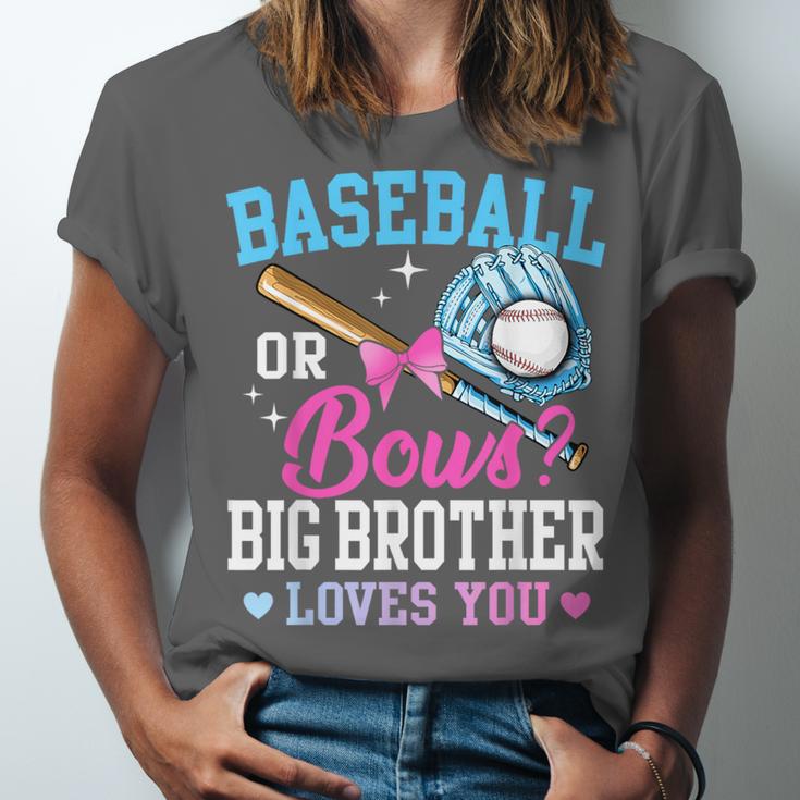 Baseball Or Bows Big Brother Loves You Gender Pink Or Blue Unisex Jersey T-Shirt Baseball Or Bows Big Brother Loves You Gender Pink Or Blue Unisex Jersey T-Shirt