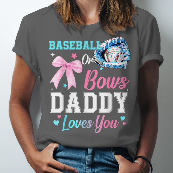 Baseball Or Bows Your Daddy Loves You Gender Reveal Matching Unisex Jersey T-Shirt Baseball Or Bows Your Daddy Loves You Gender Reveal Matching Unisex Jersey T-Shirt