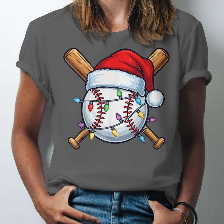 Baseball Christmas Lights Santa Christmas Baseball Player Unisex Jersey T-Shirt Baseball Christmas Lights Santa Christmas Baseball Player Unisex Jersey T-Shirt