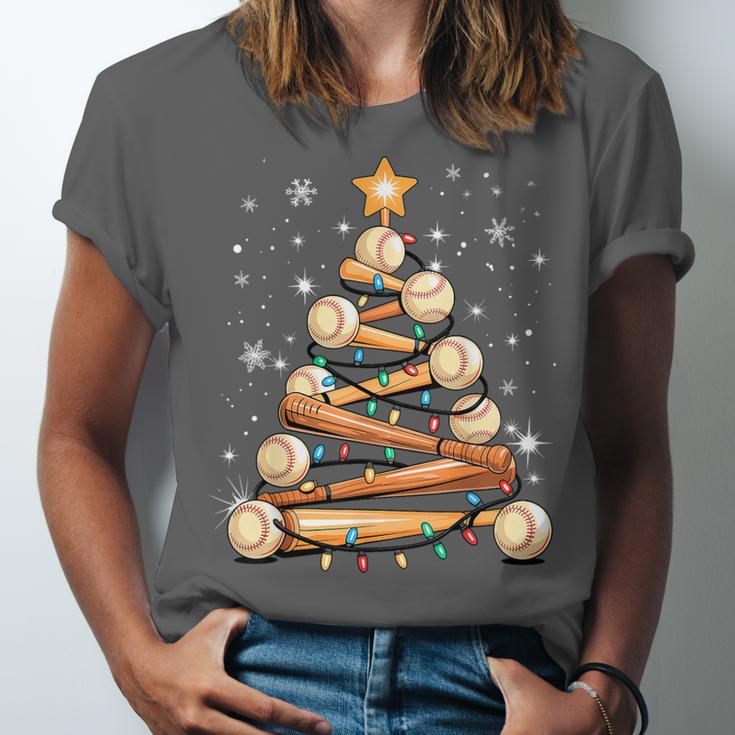 Baseball Christmas Tree Light Xmas Baseball Unisex Jersey T-Shirt
