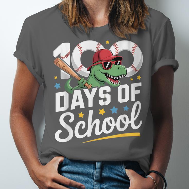 Baseball Dinosaur 100 Days Of School Kids Theme Unisex Jersey T-Shirt