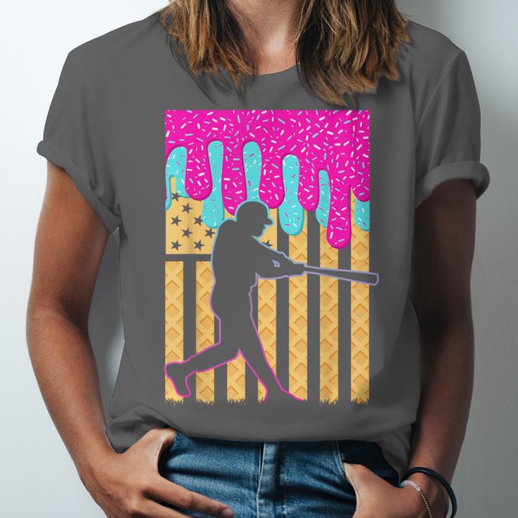 Baseball Drip Bat Boys Ice Cream American Flag 4th Of July Unisex Jersey T-Shirt Baseball Drip Bat Boys Ice Cream American Flag 4th Of July Unisex Jersey T-Shirt