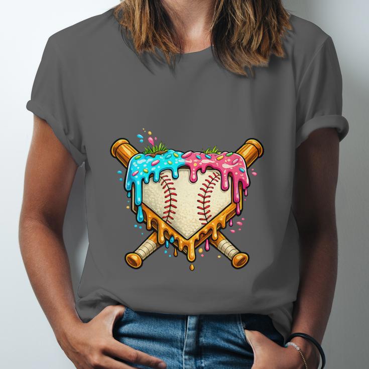 Baseball Drip For Boys Ice Cream Dripping Baseball Sport Unisex Jersey T-Shirt