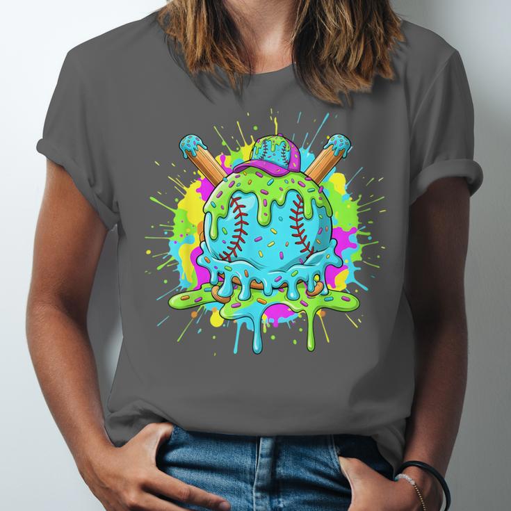 Baseball Drip For Boys Ice Cream Drip Youth Boys Baseball Unisex Jersey T-Shirt