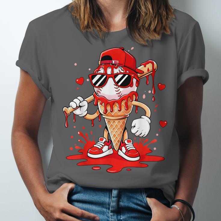 Baseball Drip Ice Cream Apparel Youth Boys Valentines Unisex Jersey T-Shirt