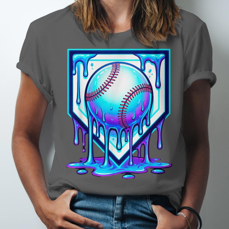 Baseball Drip Ice Cream Blue Glow Melt Ball Graphic Unisex Jersey T-Shirt Baseball Drip Ice Cream Blue Glow Melt Ball Graphic Unisex Jersey T-Shirt